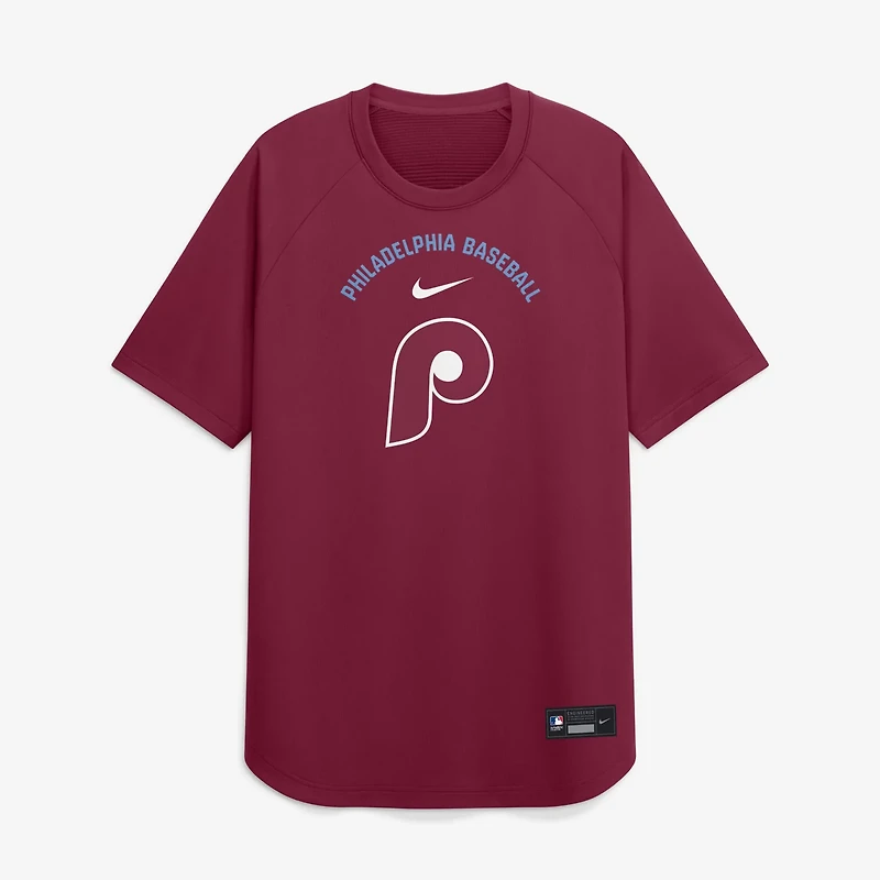 Nike Philadelphia Phillies Authentic Collection Batting Practice Pre-Game Raglan Dri-FIT Top
