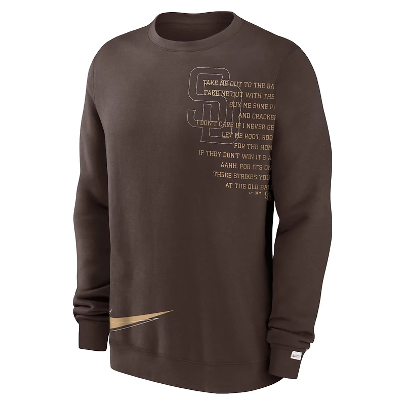Nike San Diego Padres Statement Ball Game Fleece Pullover Sweatshirt