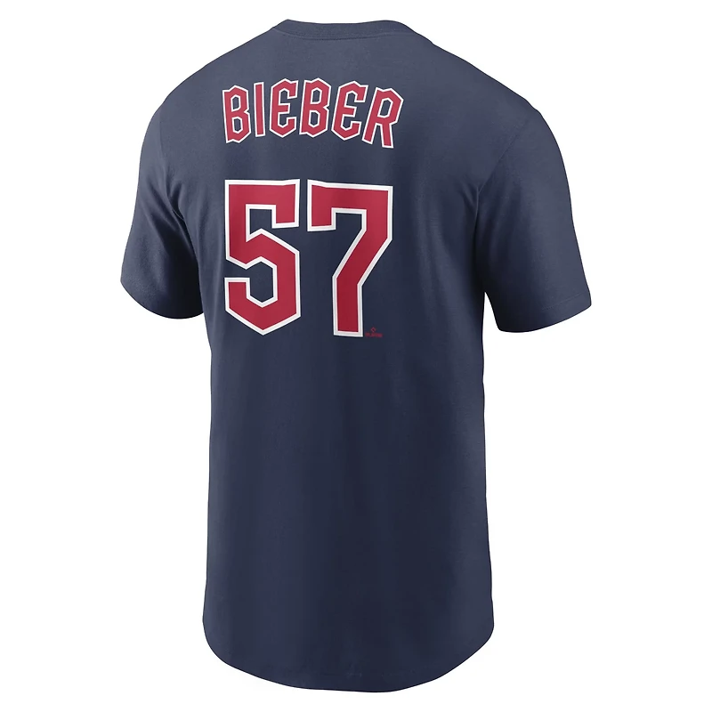 Nike Shane Bieber Cleveland Guardians Name  Number T-Shirt