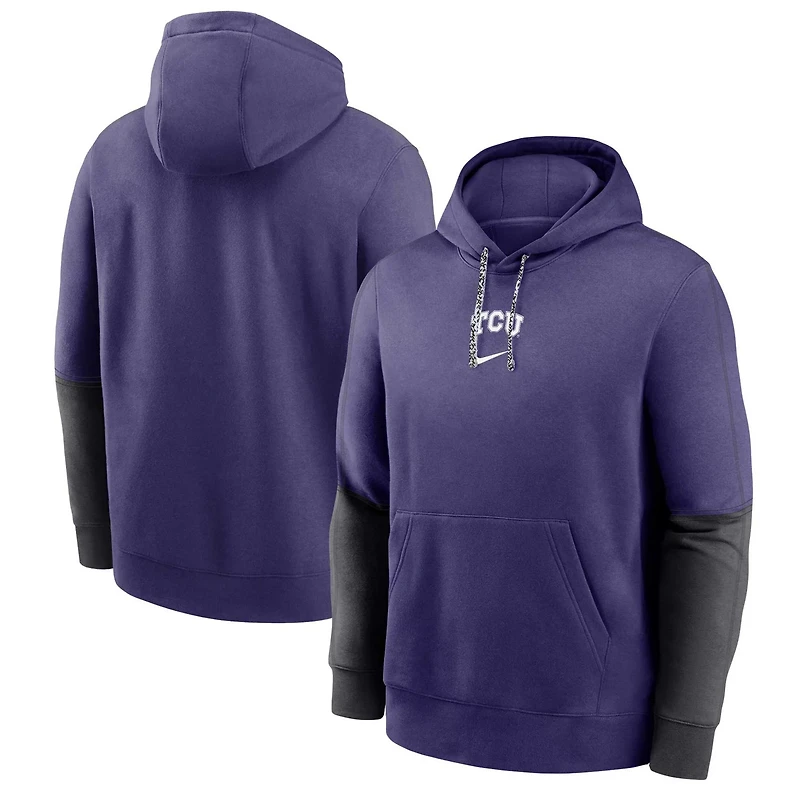 Nike TCU Horned Frogs 2024 Sideline Club Fleece Pullover Hoodie