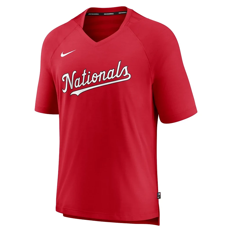 Nike Washington Nationals Authentic Collection Pregame Raglan Performance V-Neck T-Shirt