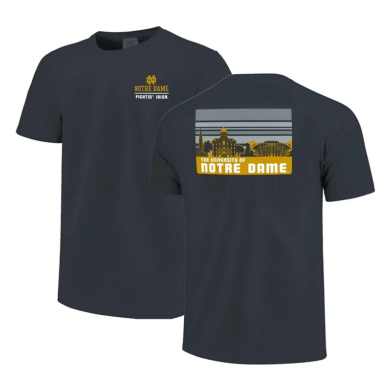 Notre Dame Fighting Irish Striped Campus Skyline T-Shirt