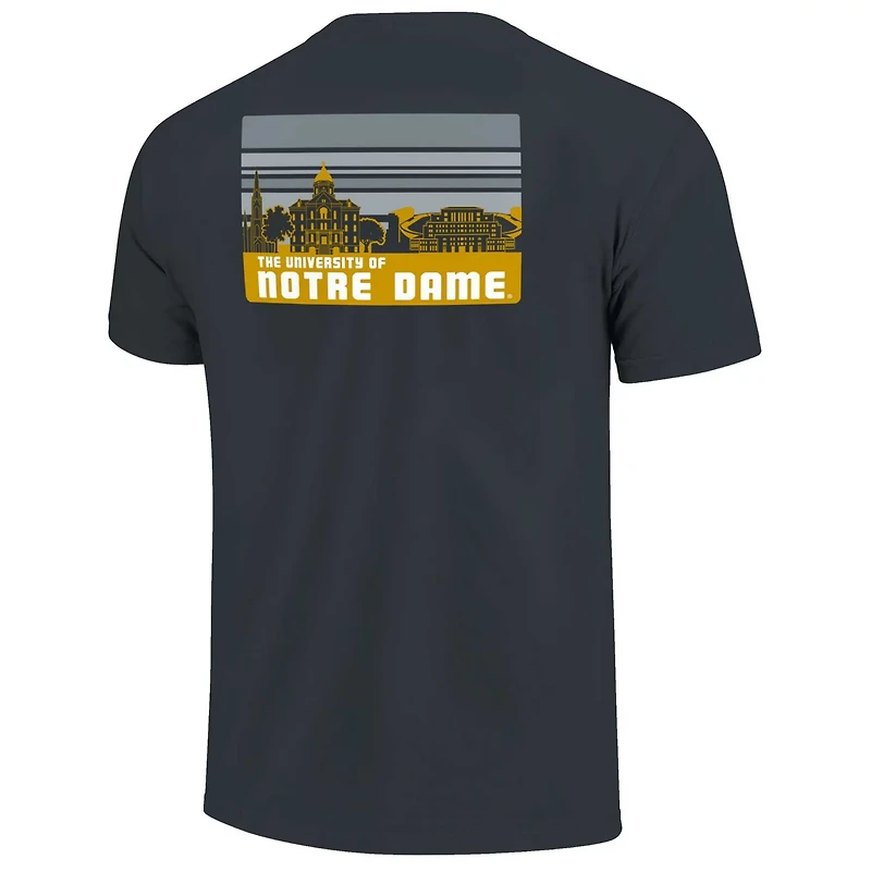 Notre Dame Fighting Irish Striped Campus Skyline T-Shirt