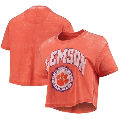Pressbox Clemson Tigers Edith Vintage Burnout Crop T-Shirt