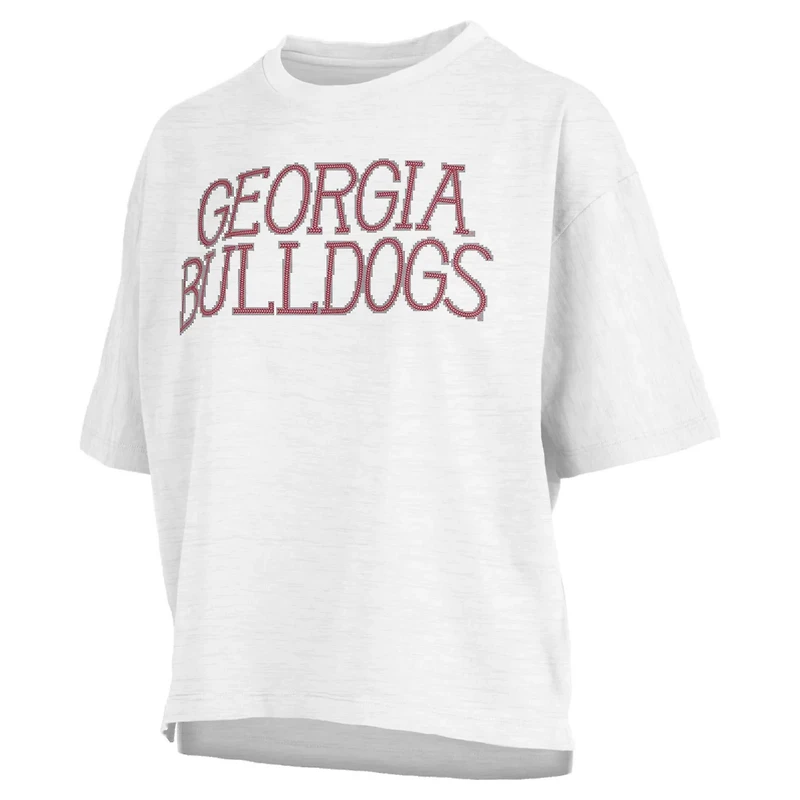 Pressbox Georgia Bulldogs Motley Crew Chain Stitch Slub Waist Length Boxy T-Shirt