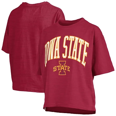 Pressbox Iowa State Cyclones Nelson Arch Over Logo Waist Length Oversized Slub T-Shirt