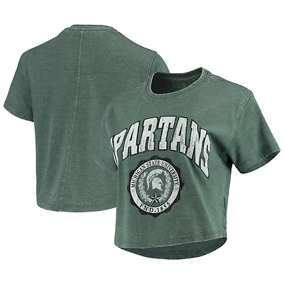 Pressbox Michigan State Spartans Edith Vintage Burnout Crop T-Shirt
