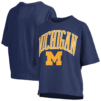 Pressbox Michigan Wolverines Nelson Arch Over Logo Waist Length Oversized Slub T-Shirt