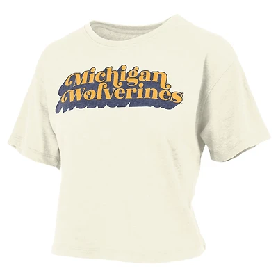 Pressbox Michigan Wolverines Vintage Easy Team Name Waist-Length T-Shirt
