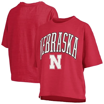 Pressbox Nebraska Huskers Nelson Arch Over Logo Waist Length Oversized Slub T-Shirt