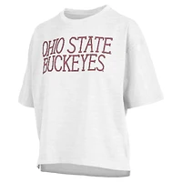 Pressbox Ohio State Buckeyes Motley Crew Chain Stitch Slub Waist Length Boxy T-Shirt