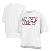 Pressbox Ohio State Buckeyes Motley Crew Chain Stitch Slub Waist Length Boxy T-Shirt