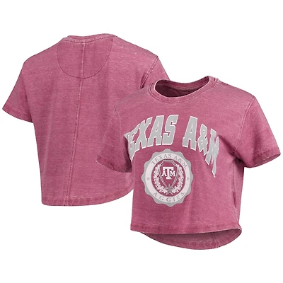Pressbox Texas AM Aggies Edith Vintage Burnout Crop T-Shirt