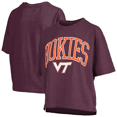 Pressbox Virginia Tech Hokies Nelson Arch Over Logo Waist Length Oversized Slub T-Shirt