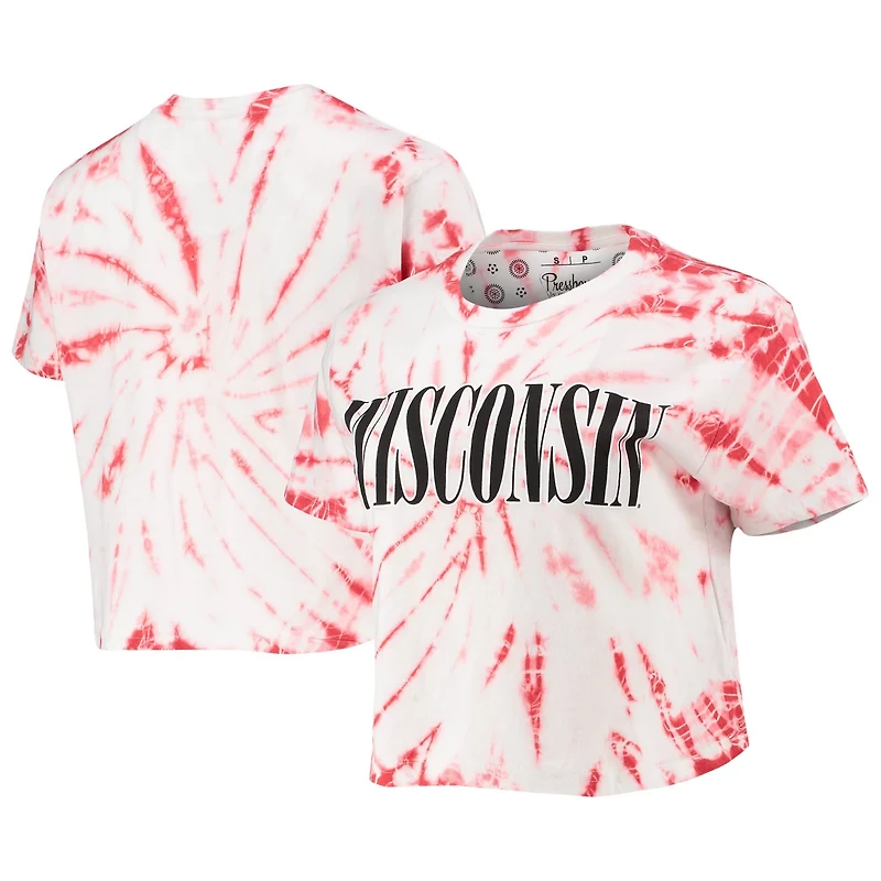 Pressbox Wisconsin Badgers Showtime Tie-Dye Crop T-Shirt