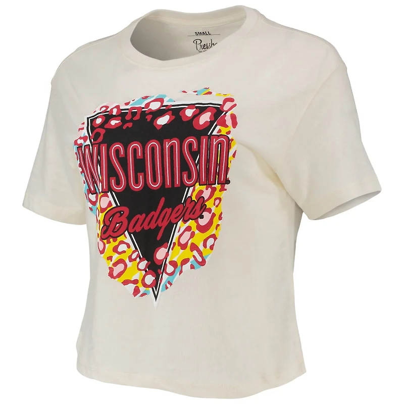 Pressbox Wisconsin Badgers Taylor Animal Print Cropped T-Shirt