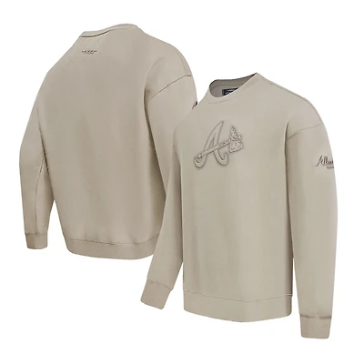 Pro Standard Atlanta Braves Neutral Drop Shoulder Pullover Sweatshirt