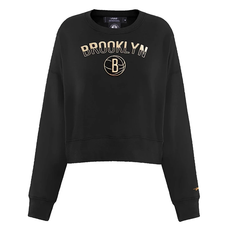 Pro Standard Brooklyn Nets Glam Cropped Pullover Sweatshirt