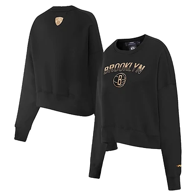 Pro Standard Brooklyn Nets Glam Cropped Pullover Sweatshirt