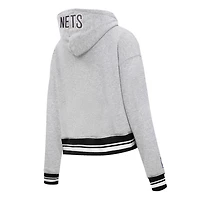 Pro Standard Brooklyn Nets Script Tail Cropped Pullover Hoodie