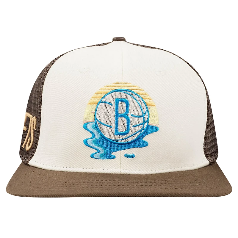 Pro Standard Brown Brooklyn Nets Glint Sunset Snapback Hat