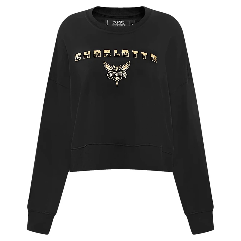 Pro Standard Charlotte Hornets Glam Cropped Pullover Sweatshirt