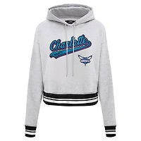 Pro Standard Charlotte Hornets Script Tail Cropped Pullover Hoodie