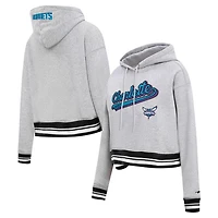 Pro Standard Charlotte Hornets Script Tail Cropped Pullover Hoodie