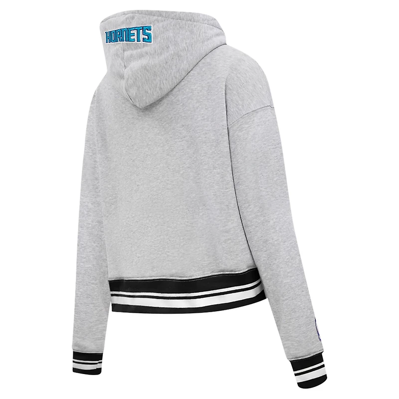 Pro Standard Charlotte Hornets Script Tail Cropped Pullover Hoodie