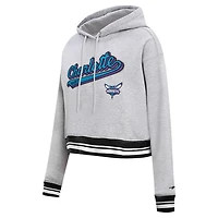 Pro Standard Charlotte Hornets Script Tail Cropped Pullover Hoodie