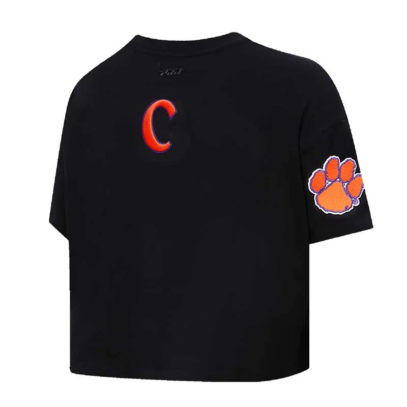 Pro Standard Clemson Tigers Classic Three-Hit Boxy Cropped T-Shirt