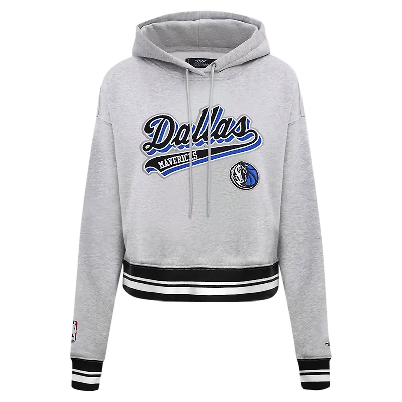 Pro Standard Dallas Mavericks Script Tail Cropped Pullover Hoodie