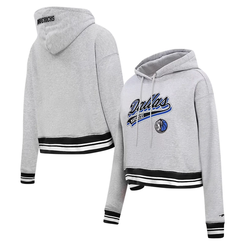 Pro Standard Dallas Mavericks Script Tail Cropped Pullover Hoodie