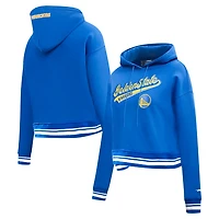 Pro Standard Golden State Warriors Script Tail Cropped Pullover Hoodie
