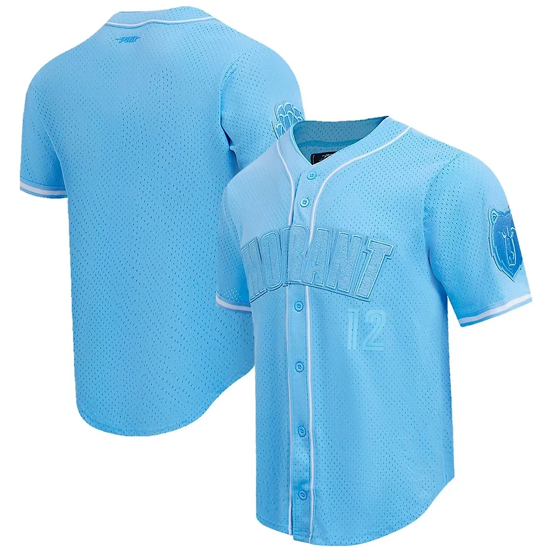 Pro Standard Ja Morant Light Memphis Grizzlies Triple Tonal Mesh Button-Up Top