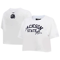 Pro Standard Jackson State Tigers Classic Three-Hit Boxy Cropped T-Shirt