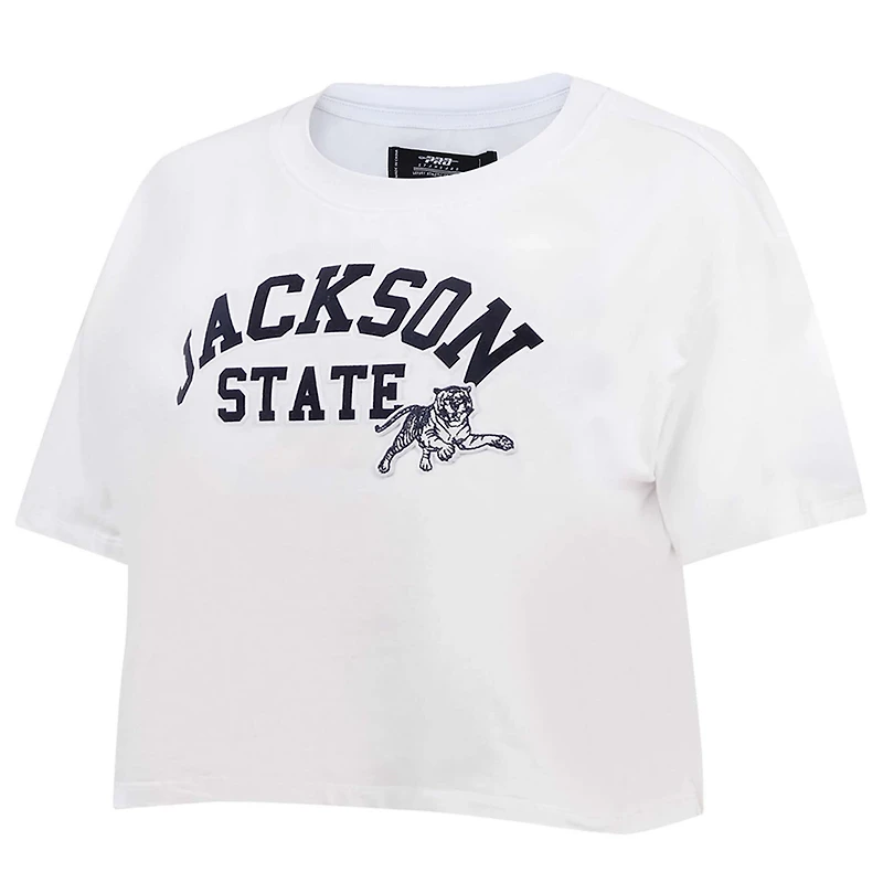 Pro Standard Jackson State Tigers Classic Three-Hit Boxy Cropped T-Shirt
