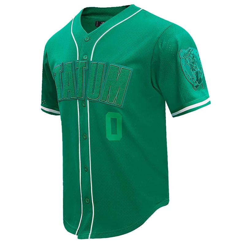 Pro Standard Jayson Tatum Kelly Boston Celtics Triple Tonal Mesh Button-Up Top