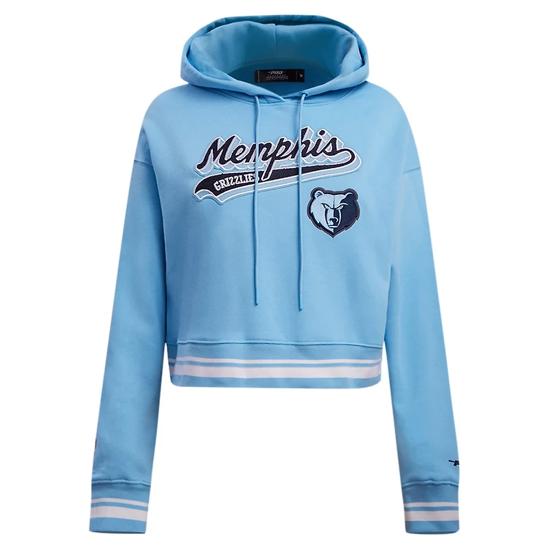 Pro Standard Light Memphis Grizzlies Script Tail Cropped Pullover Hoodie