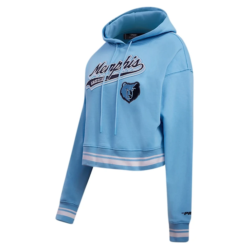 Pro Standard Light Memphis Grizzlies Script Tail Cropped Pullover Hoodie
