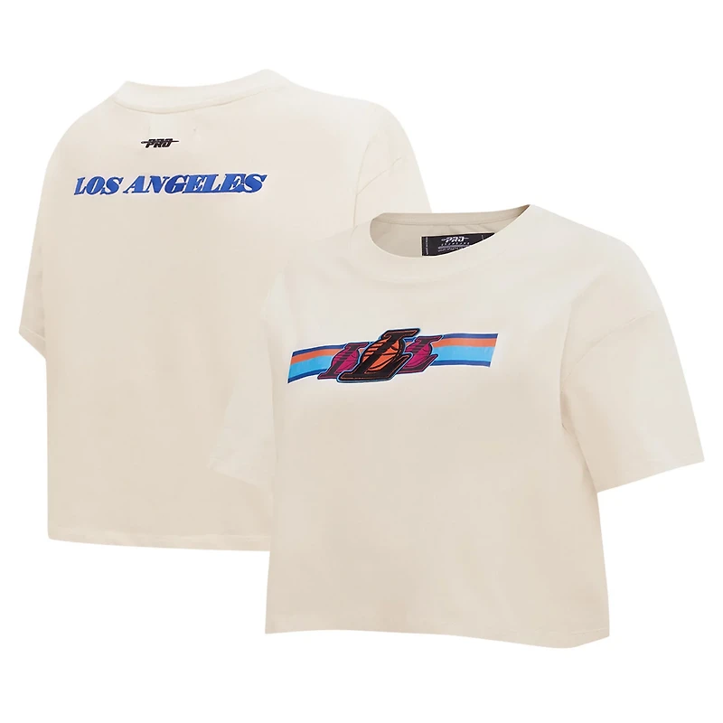 Pro Standard Los Angeles Lakers Retro Striper SJ Cropped Boxy T-Shirt