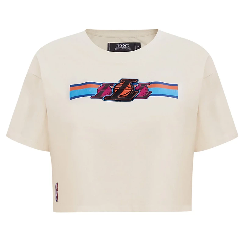 Pro Standard Los Angeles Lakers Retro Striper SJ Cropped Boxy T-Shirt