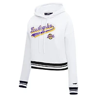 Pro Standard Los Angeles Lakers Script Tail Cropped Pullover Hoodie