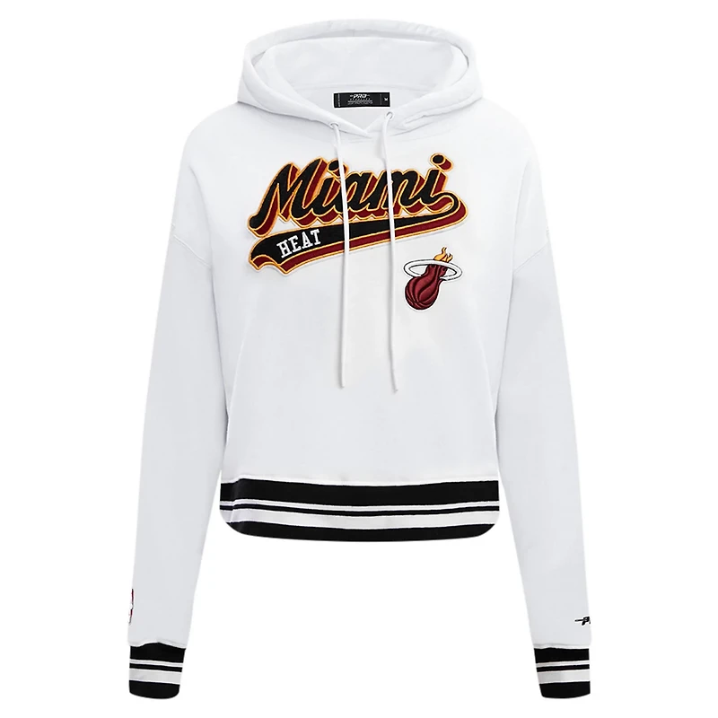 Pro Standard Miami Heat Script Tail Cropped Pullover Hoodie