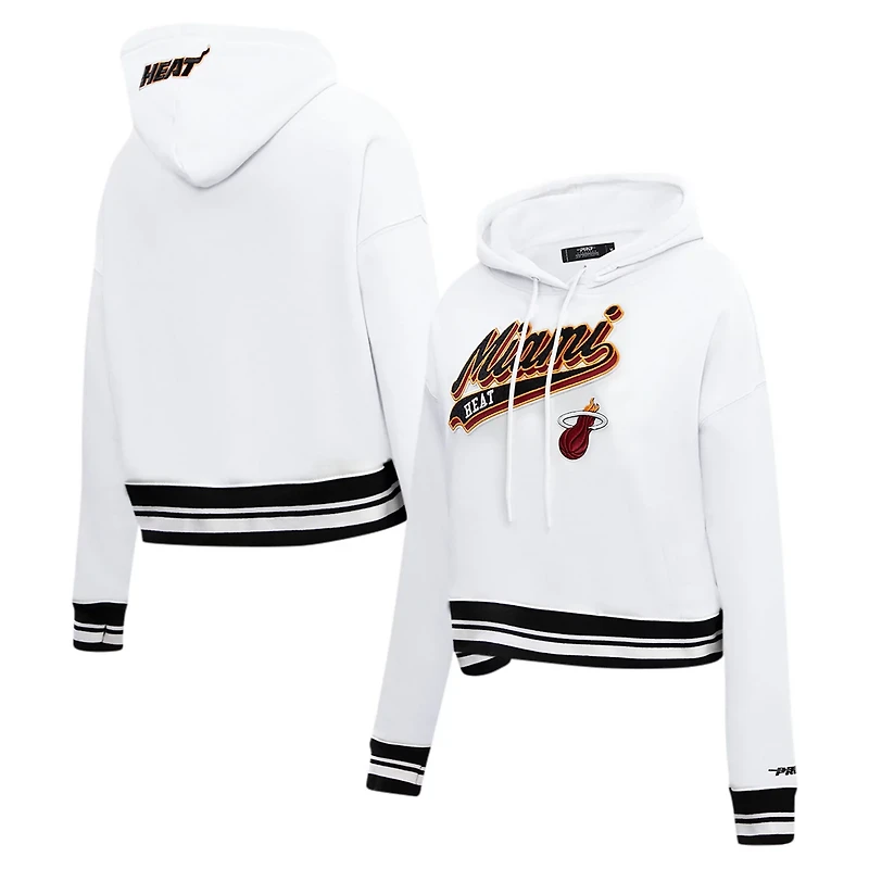 Pro Standard Miami Heat Script Tail Cropped Pullover Hoodie