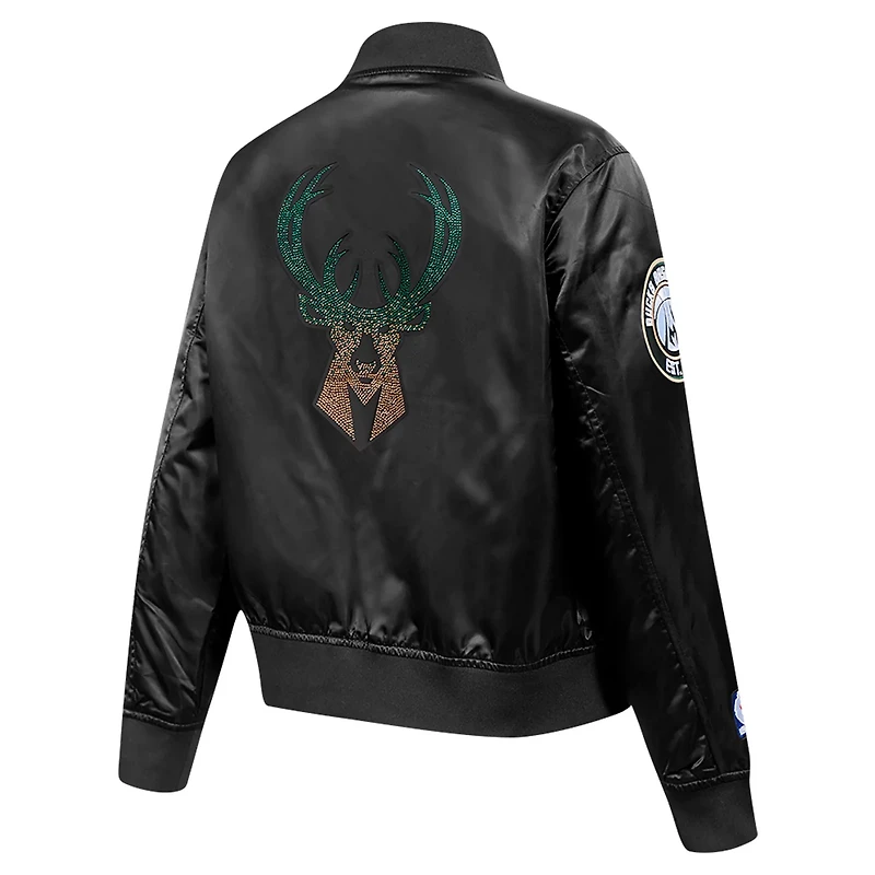 Pro Standard Milwaukee Bucks Jeweled Satin Full-Snap Jacket