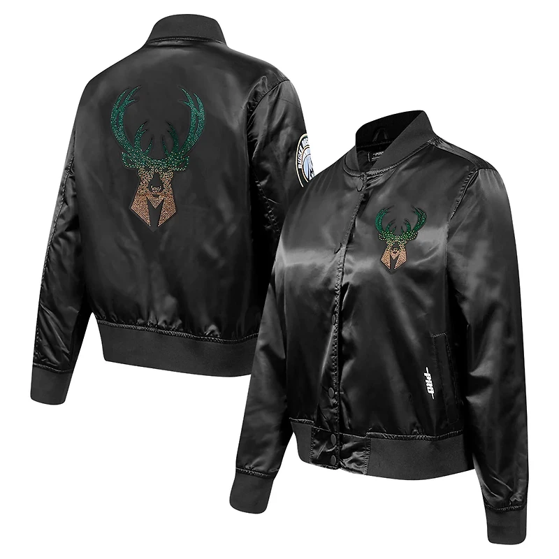 Pro Standard Milwaukee Bucks Jeweled Satin Full-Snap Jacket