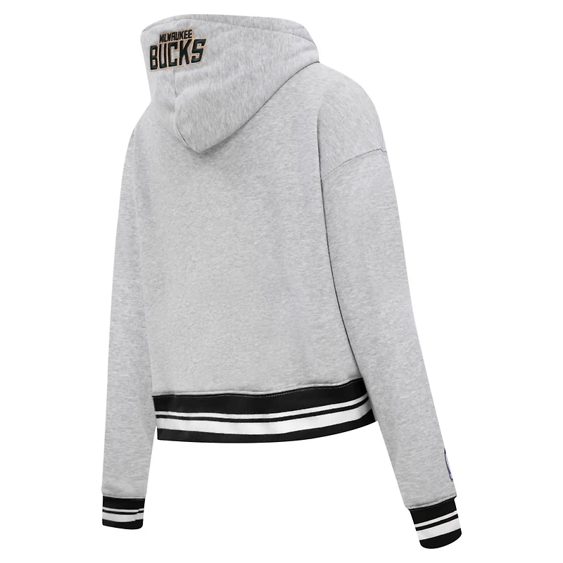 Pro Standard Milwaukee Bucks Script Tail Cropped Pullover Hoodie