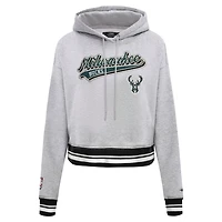 Pro Standard Milwaukee Bucks Script Tail Cropped Pullover Hoodie