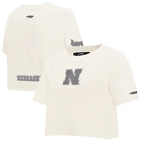 Pro Standard Nebraska Huskers Reverse French Terry Boxy Cropped T-Shirt